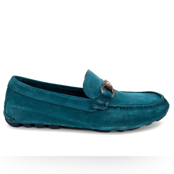 Salvatore Ferragamo Salamanca Teal Suede Gancini Driving Loafer US 7.5 - EU 41.5 - Picture 11 of 13